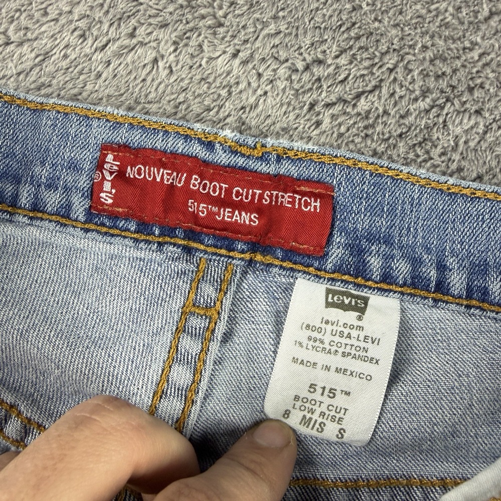 Levis 515 Boot Cut Stretch Jeans Womens 8 Short Blue Medium Wash Mid Rise - Picture 7 of 14